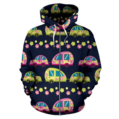 Camper Cute Camping Design No 3 Print Zip Up Hoodie