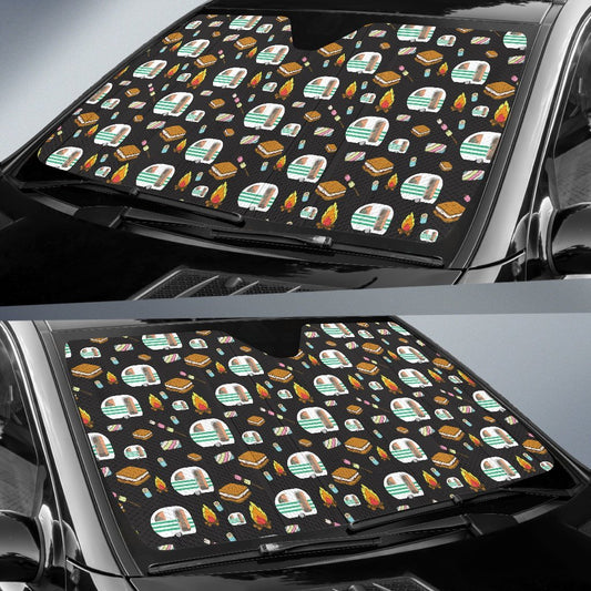 Camper Marshmallow Camping Design Print Car Sun Shade For Windshield