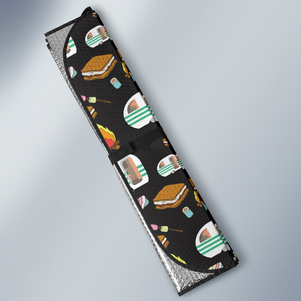 Camper Marshmallow Camping Design Print Car Sun Shade For Windshield