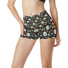 Camper marshmallow Camping Design Print High Waisted Spandex Shorts-JTAMIGO.COM