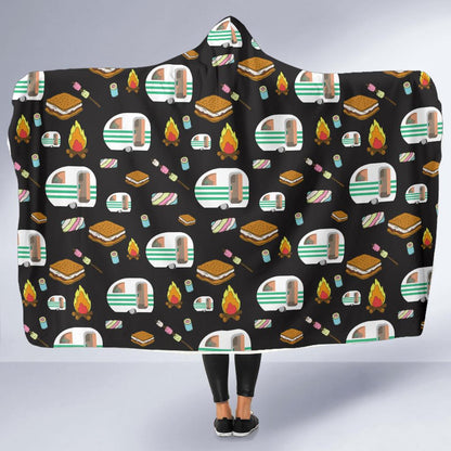 Camper marshmallow Camping Design Print Hooded Blanket-JTAMIGO.COM