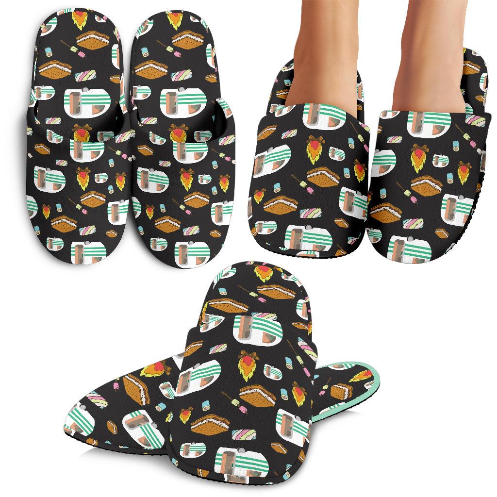 Camper marshmallow Camping Design Print House Slippers