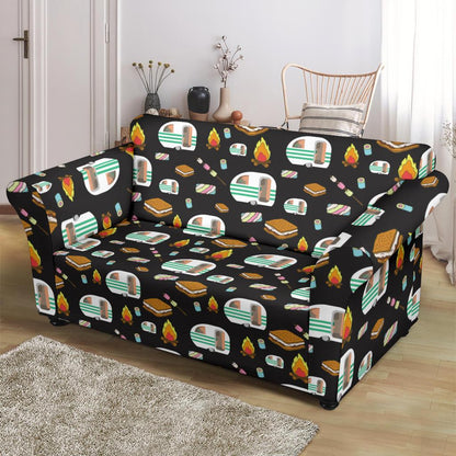 Camper marshmallow Camping Design Print Loveseat Slipcover-JTAMIGO.COM