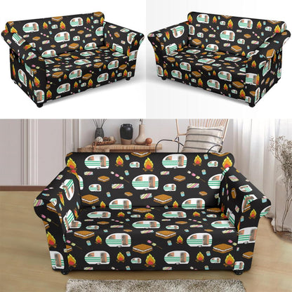Camper marshmallow Camping Design Print Loveseat Slipcover-JTAMIGO.COM