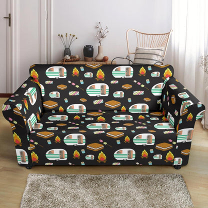 Camper marshmallow Camping Design Print Loveseat Slipcover-JTAMIGO.COM