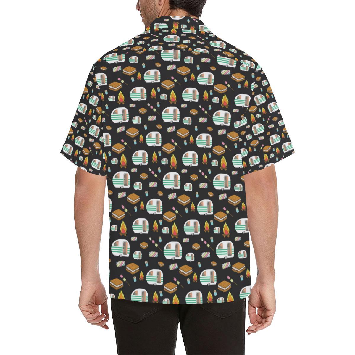 Camper marshmallow Camping Design Print Men Aloha Hawaiian Shirt