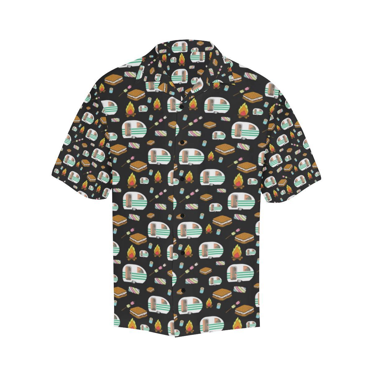 Camper marshmallow Camping Design Print Men Aloha Hawaiian Shirt