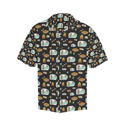 Camper marshmallow Camping Design Print Men Aloha Hawaiian Shirt