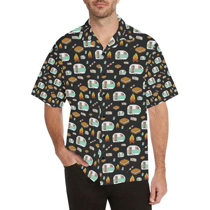 Camper marshmallow Camping Design Print Men Aloha Hawaiian Shirt