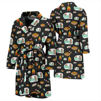 Camper marshmallow Camping Design Print Men Bath Robe-JTAMIGO.COM