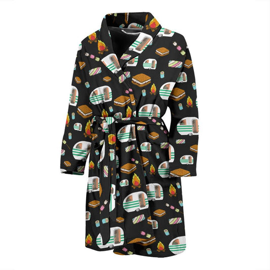 Camper marshmallow Camping Design Print Men Bath Robe-JTAMIGO.COM