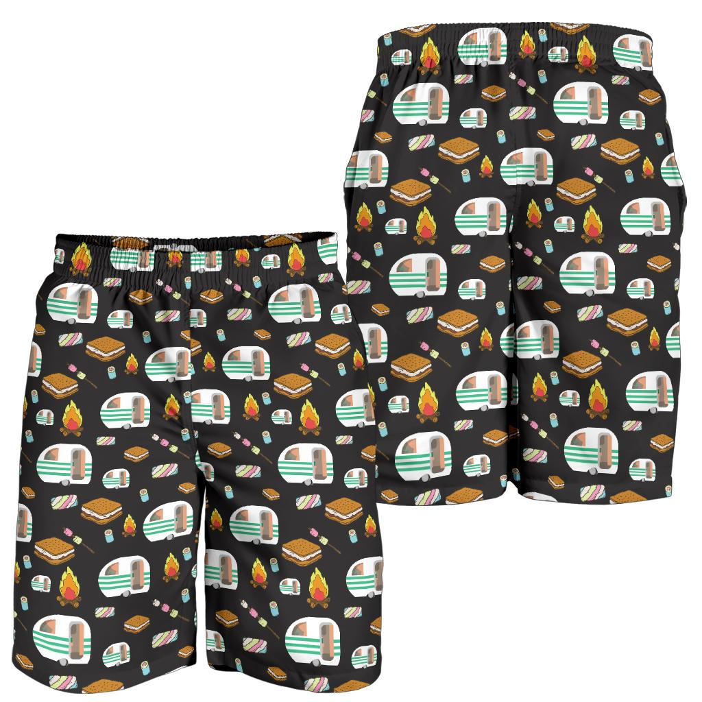 Camper marshmallow Camping Design Print Mens Shorts-JTAMIGO.COM