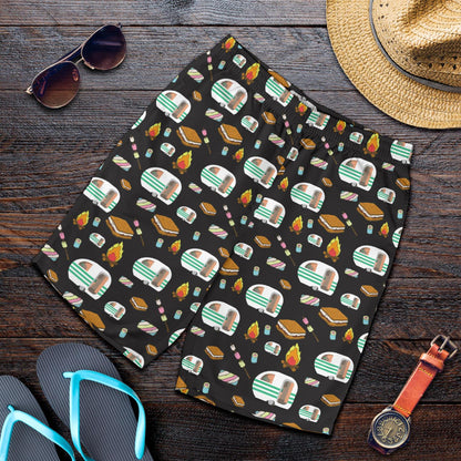Camper marshmallow Camping Design Print Mens Shorts-JTAMIGO.COM