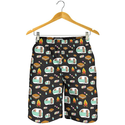 Camper marshmallow Camping Design Print Mens Shorts-JTAMIGO.COM