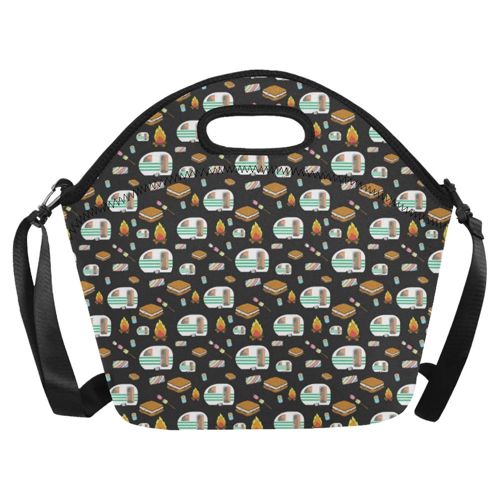 Camper marshmallow Camping Design Print Neoprene Lunch Bag (Model 1669)(Large)-JTAMIGO.COM