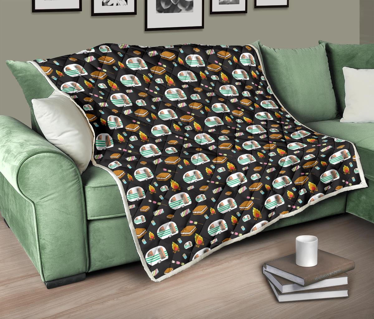 Camper marshmallow Camping Design Print Premium Quilt-JTAMIGO.COM