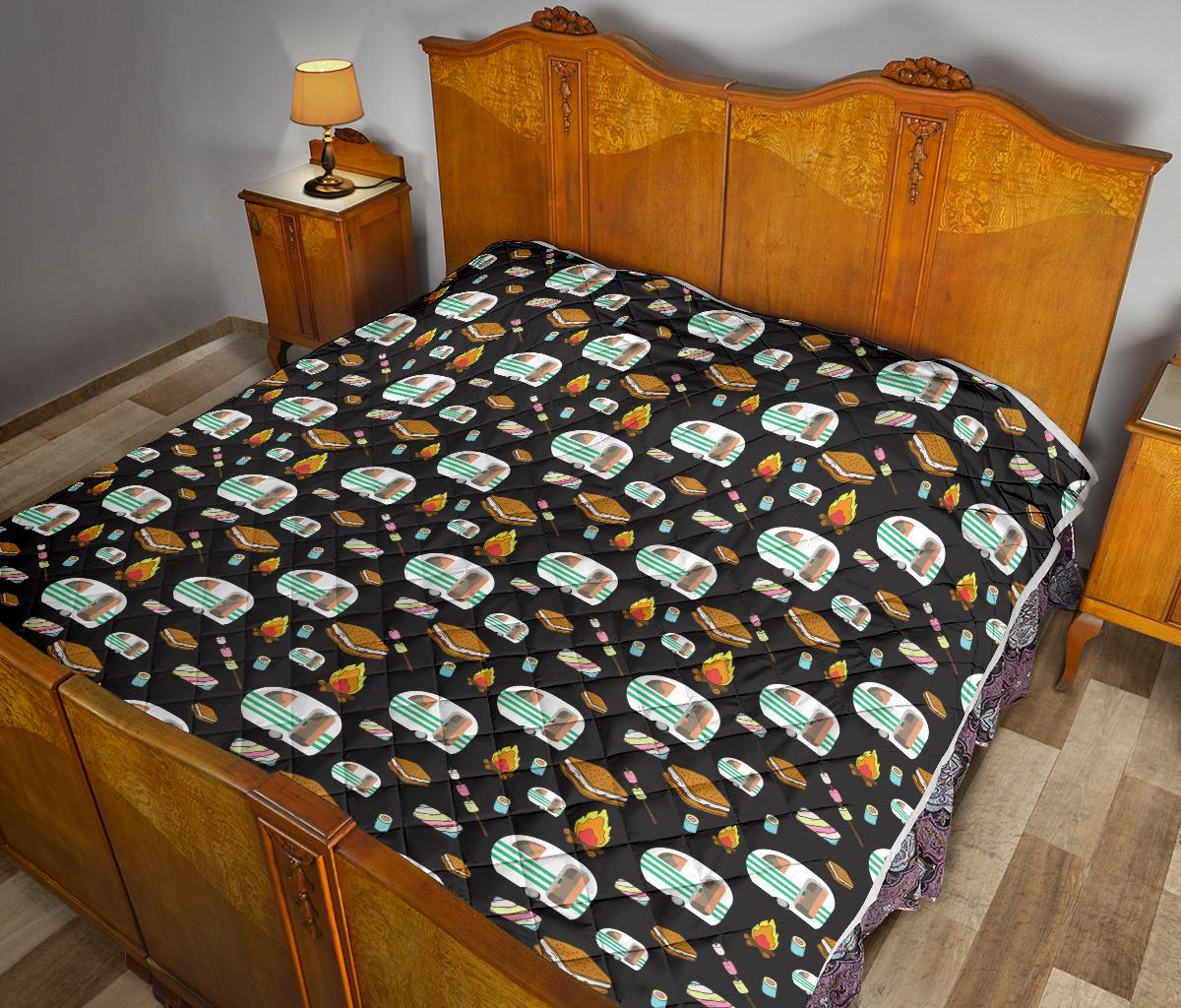 Camper marshmallow Camping Design Print Premium Quilt-JTAMIGO.COM