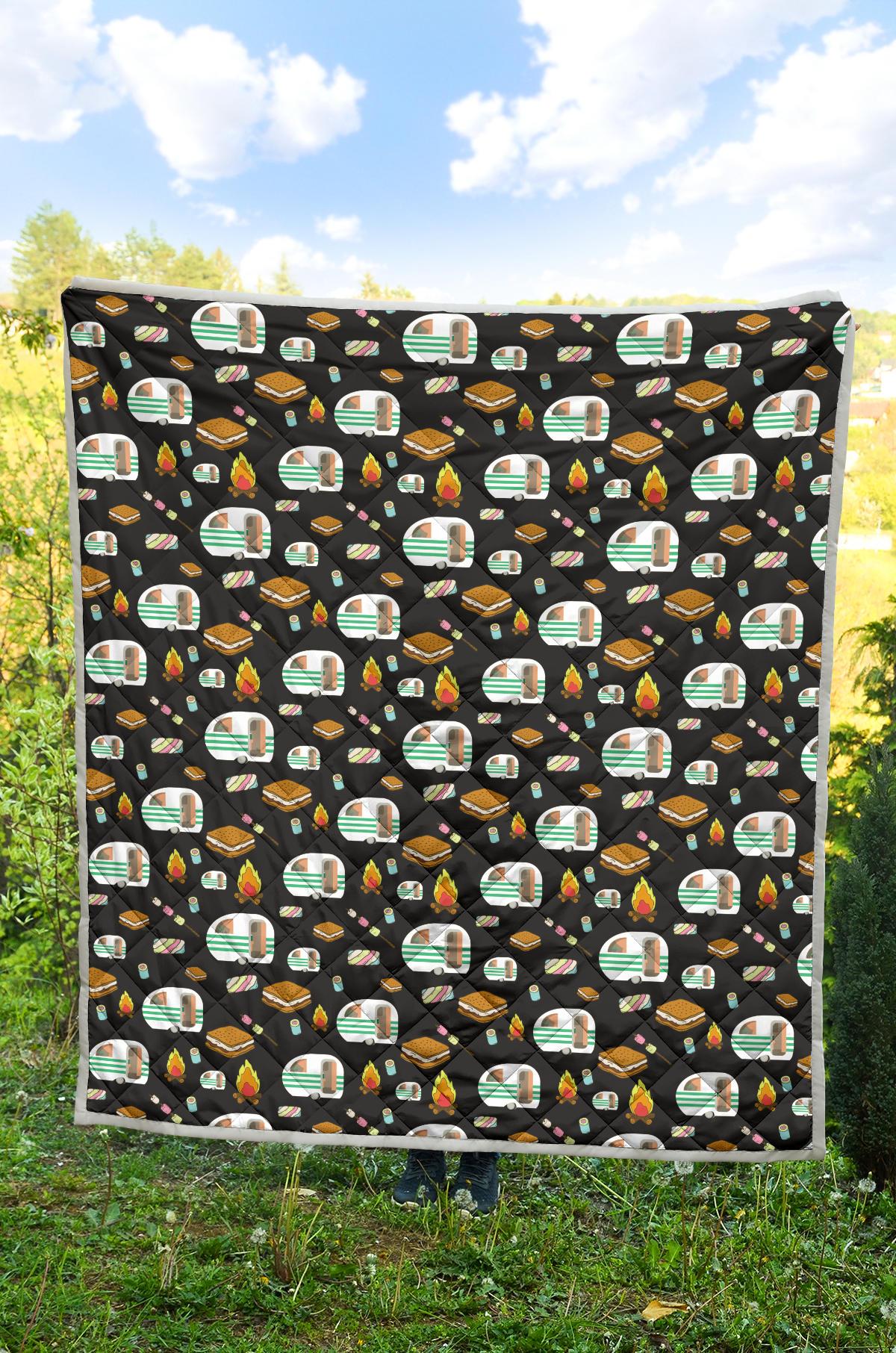 Camper marshmallow Camping Design Print Premium Quilt-JTAMIGO.COM