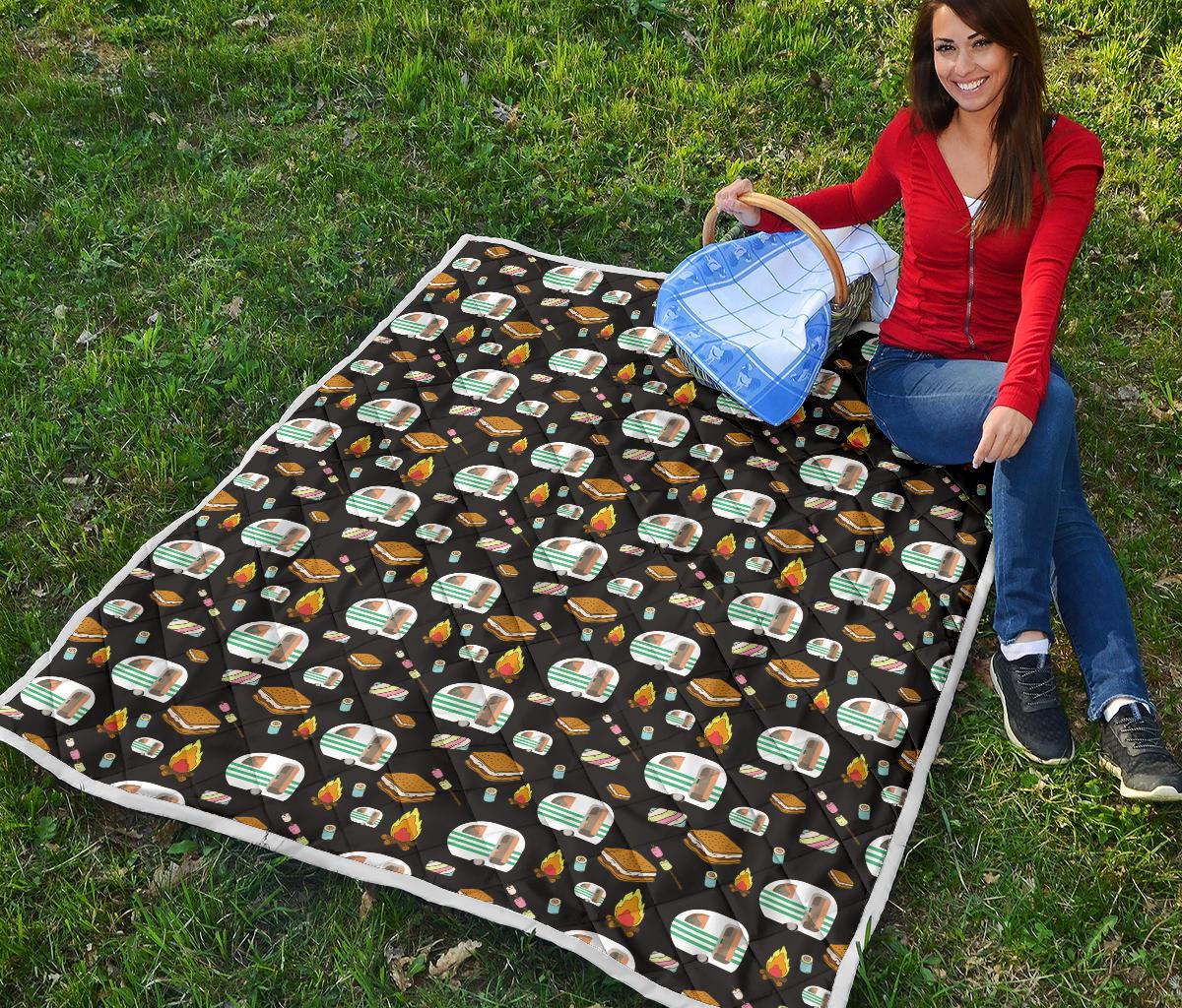 Camper marshmallow Camping Design Print Premium Quilt-JTAMIGO.COM