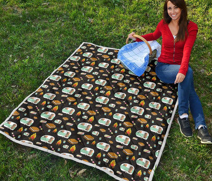 Camper marshmallow Camping Design Print Premium Quilt-JTAMIGO.COM