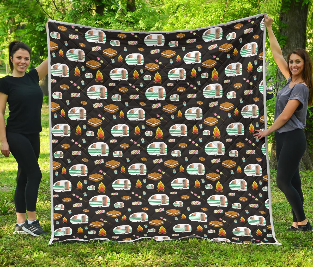 Camper marshmallow Camping Design Print Premium Quilt-JTAMIGO.COM
