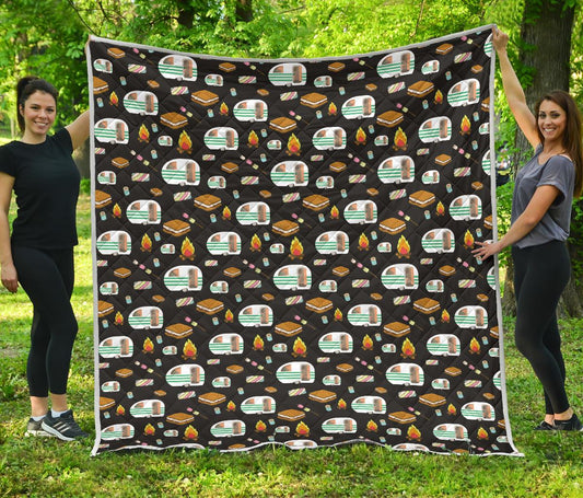 Camper marshmallow Camping Design Print Premium Quilt-JTAMIGO.COM