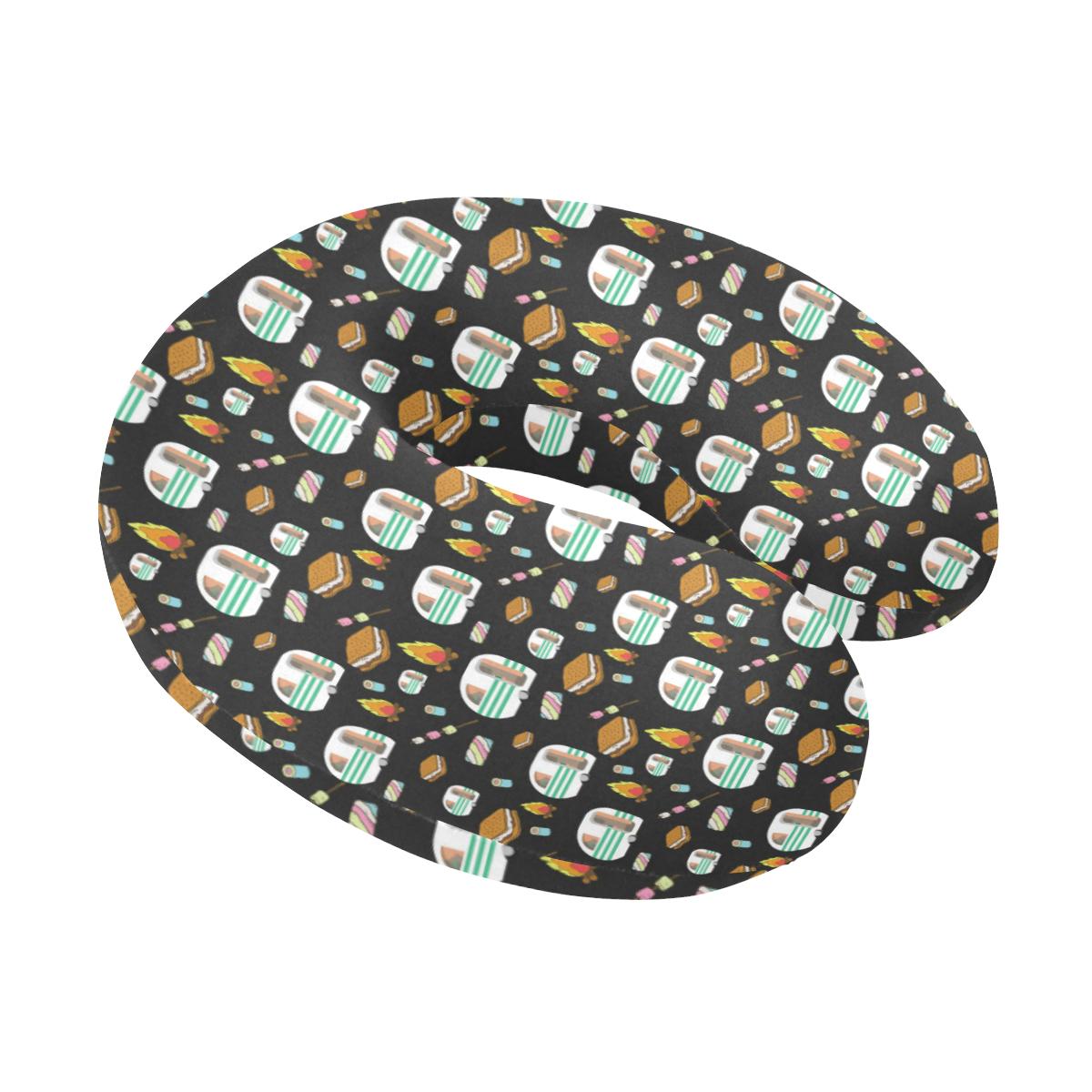 Camper marshmallow Camping Design Print U-Shaped Travel Neck Pillow-JTAMIGO.COM