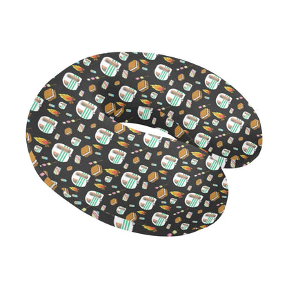 Camper marshmallow Camping Design Print U-Shaped Travel Neck Pillow-JTAMIGO.COM