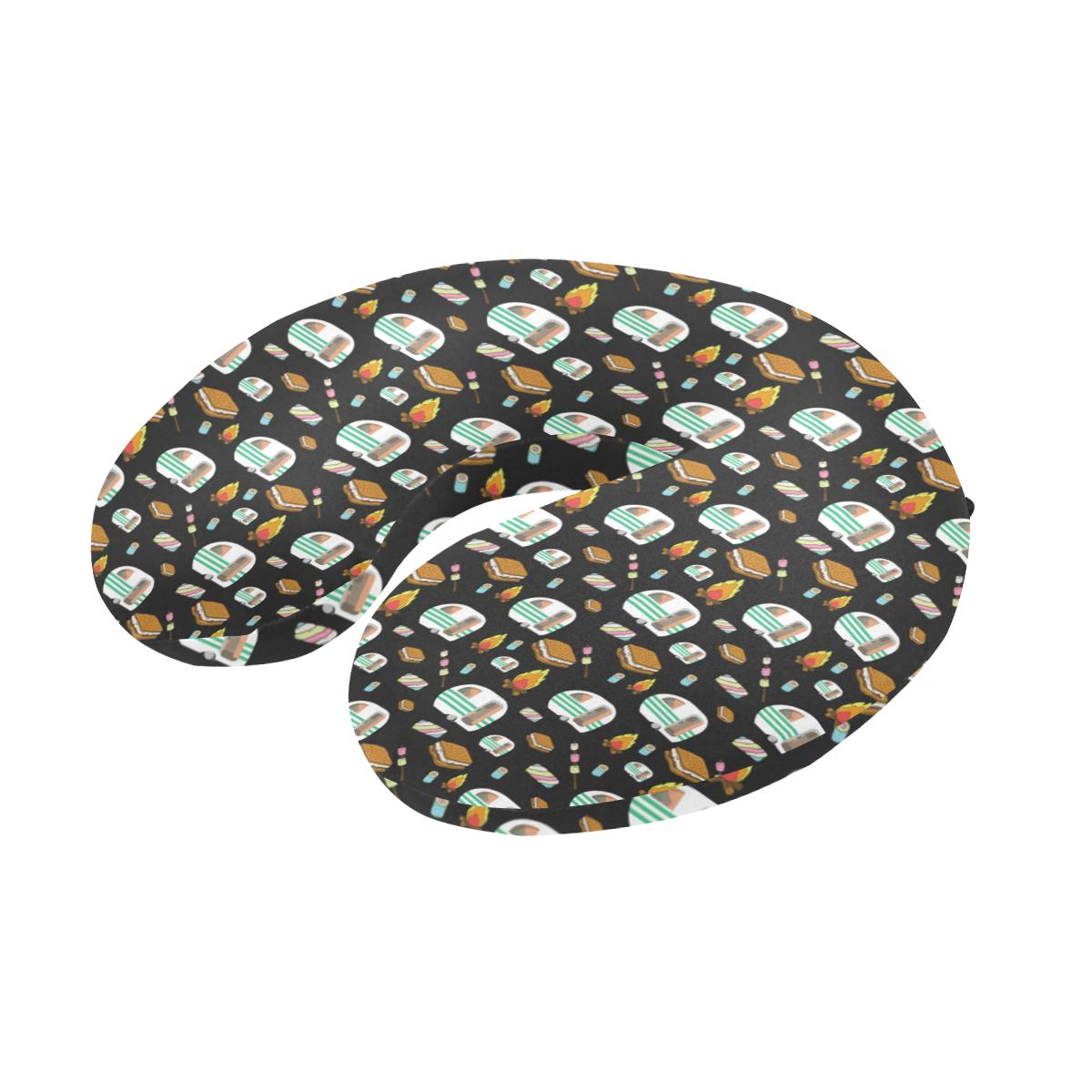 Camper marshmallow Camping Design Print U-Shaped Travel Neck Pillow-JTAMIGO.COM