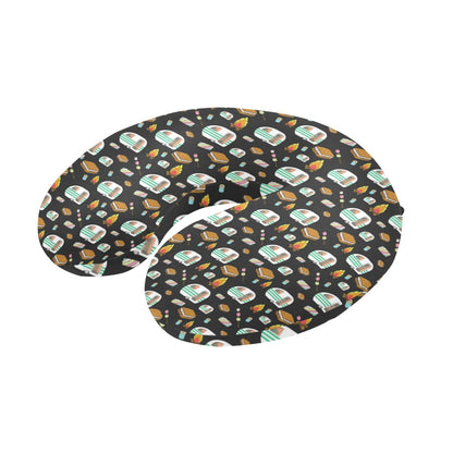 Camper marshmallow Camping Design Print U-Shaped Travel Neck Pillow-JTAMIGO.COM