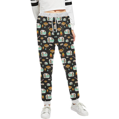 Camper marshmallow Camping Design Print Unisex Casual Sweatpants (Model L11)-JTAMIGO.COM