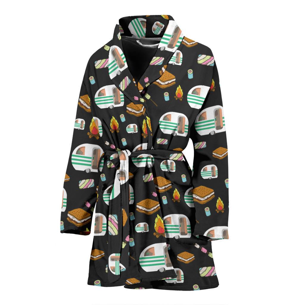 Camper marshmallow Camping Design Print Women Bath Robe-JTAMIGO.COM