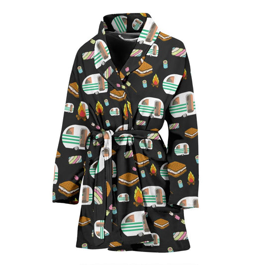 Camper marshmallow Camping Design Print Women Bath Robe-JTAMIGO.COM