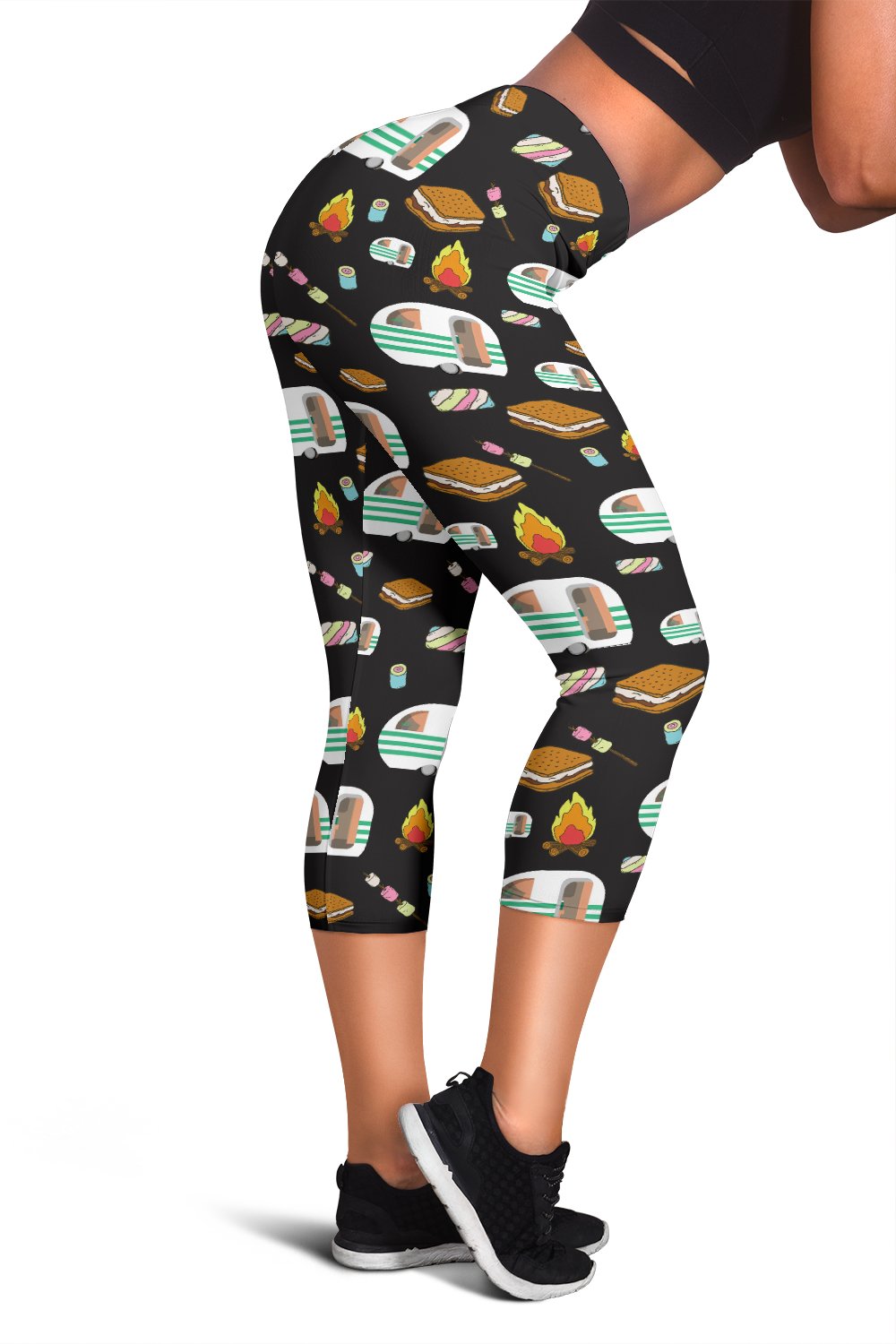 Camper marshmallow Camping Design Print Women Capris