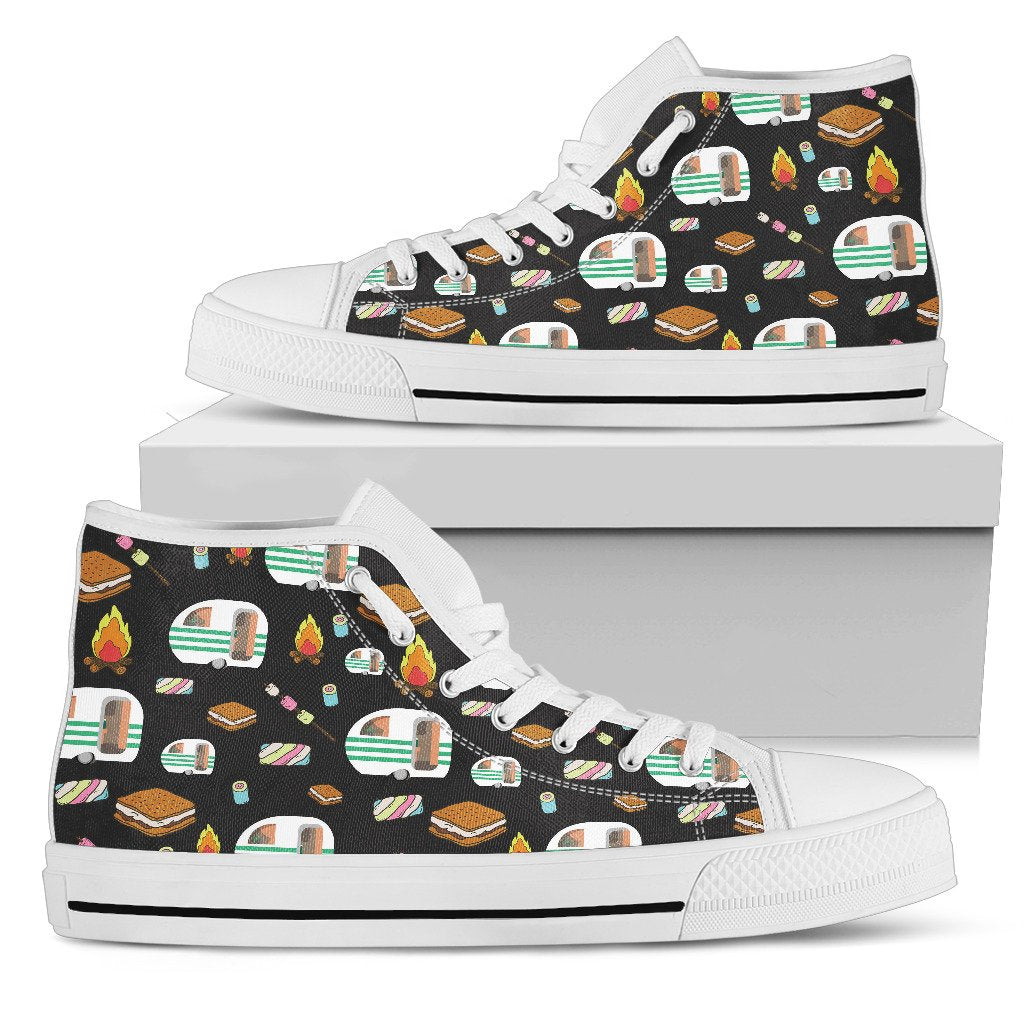 Camper Marshmallow Camping Design Print Women High Top Shoes