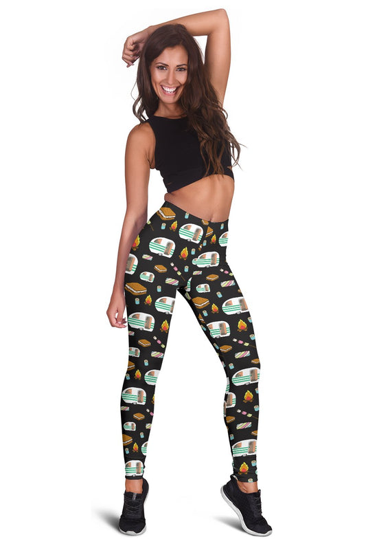 Camper marshmallow Camping Design Print Women Leggings