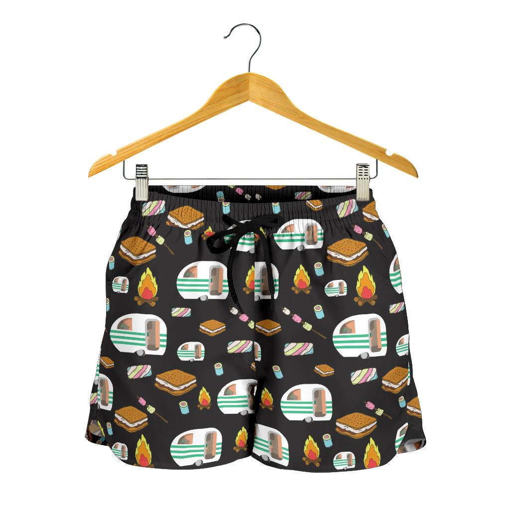 Camper marshmallow Camping Design Print Women Shorts-JTAMIGO.COM
