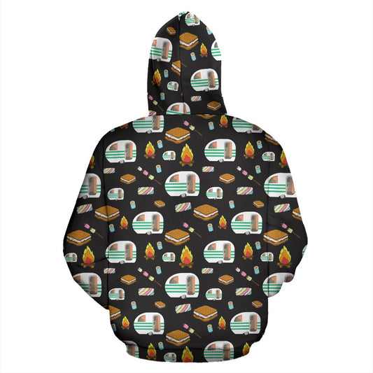 Camper marshmallow Camping Design Print Zip Up Hoodie