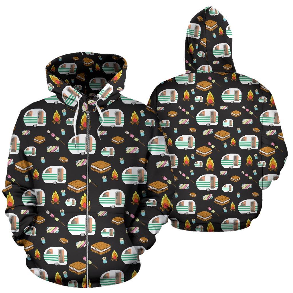 Camper marshmallow Camping Design Print Zip Up Hoodie