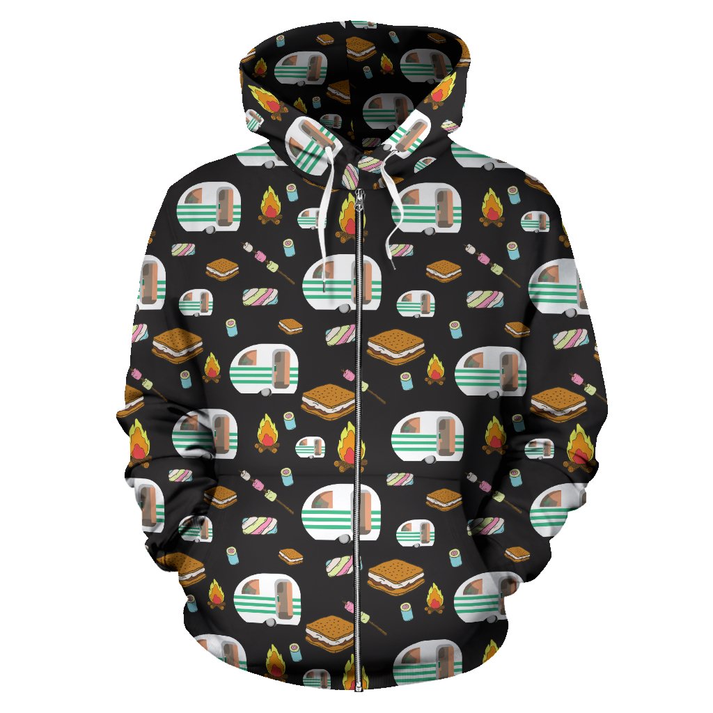 Camper marshmallow Camping Design Print Zip Up Hoodie