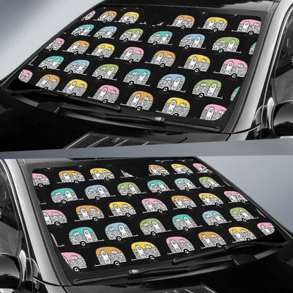 Camper Pattern Camping Themed No 2 Print Car Sun Shade For Windshield