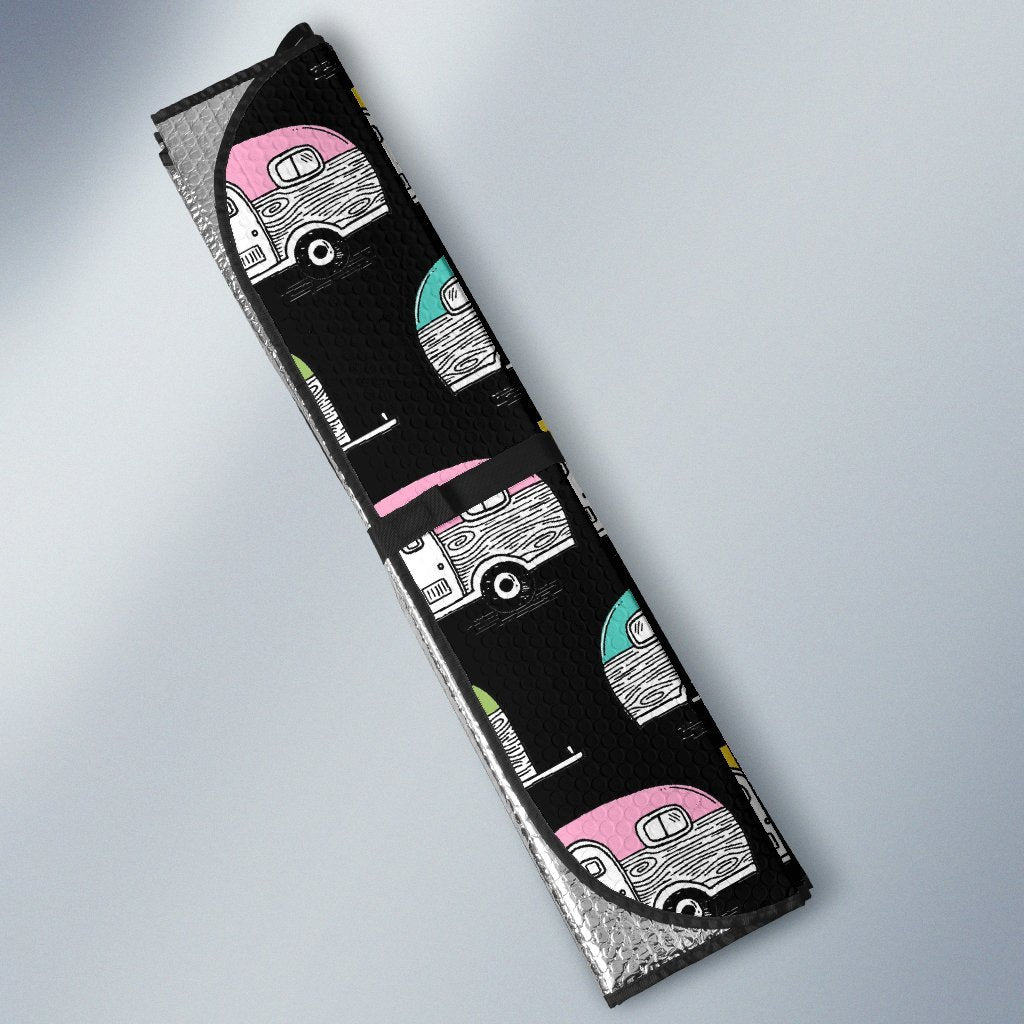 Camper Pattern Camping Themed No 2 Print Car Sun Shade For Windshield