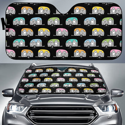 Camper Pattern Camping Themed No 2 Print Car Sun Shade For Windshield