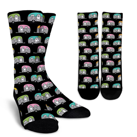 Camper Pattern Camping Themed No 2 Print Crew Socks