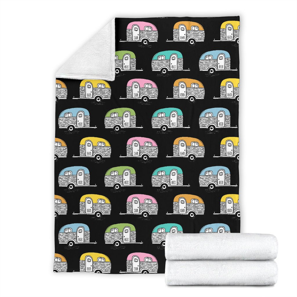 Camper Pattern Camping Themed No 2 Print Fleece Blanket