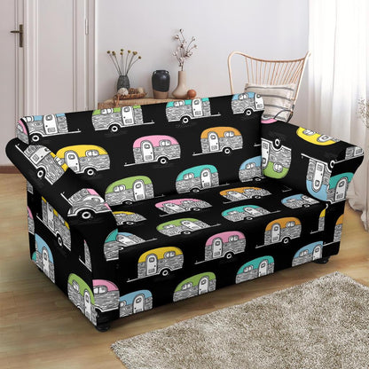 Camper Pattern Camping Themed No 2 Print Loveseat Slipcover-JTAMIGO.COM