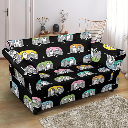 Camper Pattern Camping Themed No 2 Print Loveseat Slipcover-JTAMIGO.COM
