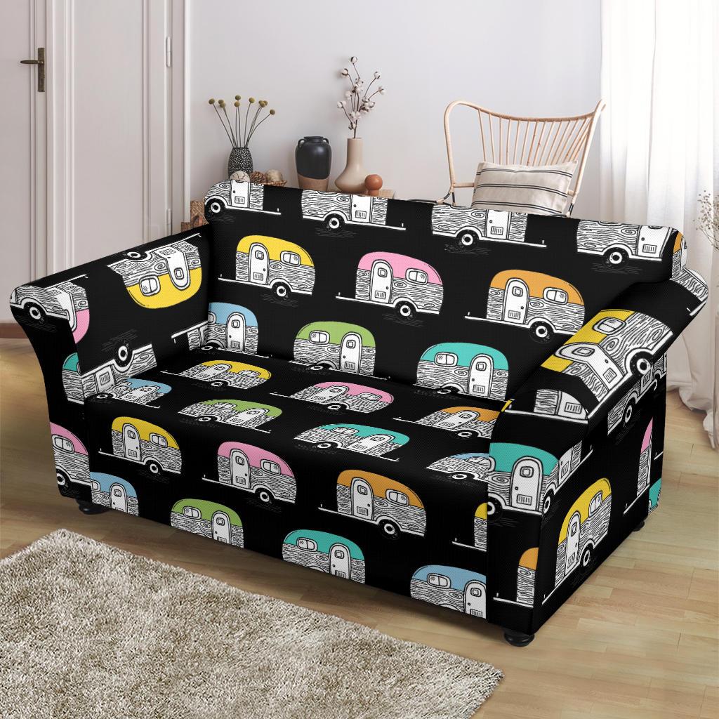 Camper Pattern Camping Themed No 2 Print Loveseat Slipcover-JTAMIGO.COM