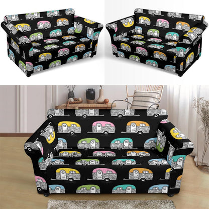Camper Pattern Camping Themed No 2 Print Loveseat Slipcover-JTAMIGO.COM