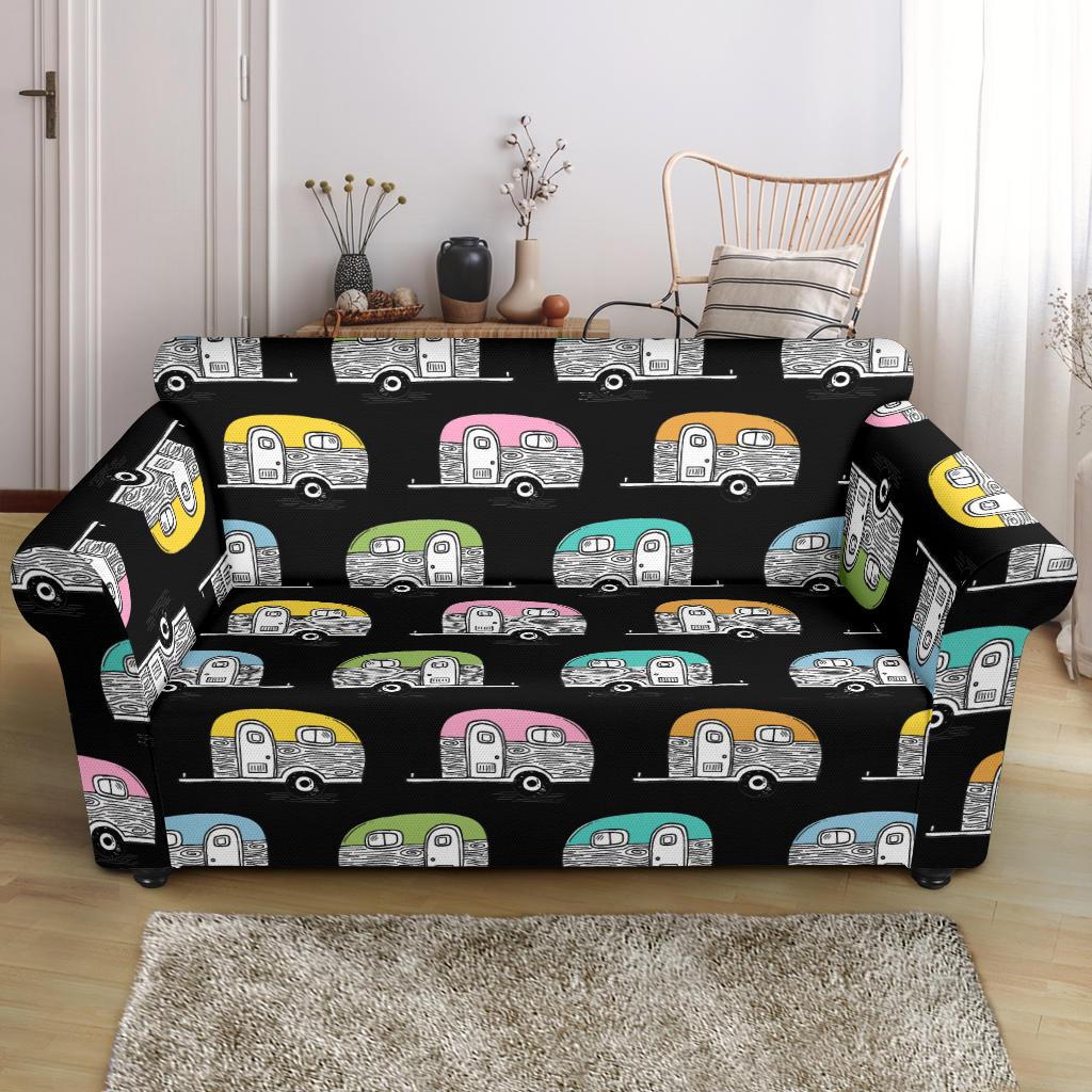 Camper Pattern Camping Themed No 2 Print Loveseat Slipcover-JTAMIGO.COM